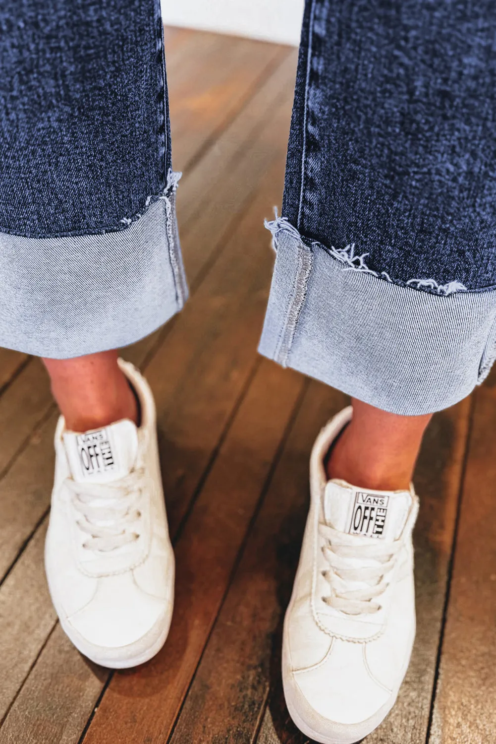 Folded Cuffs Distressed Straight High Waist Jeans sold by Beagle Boutique product image thumbnail 4