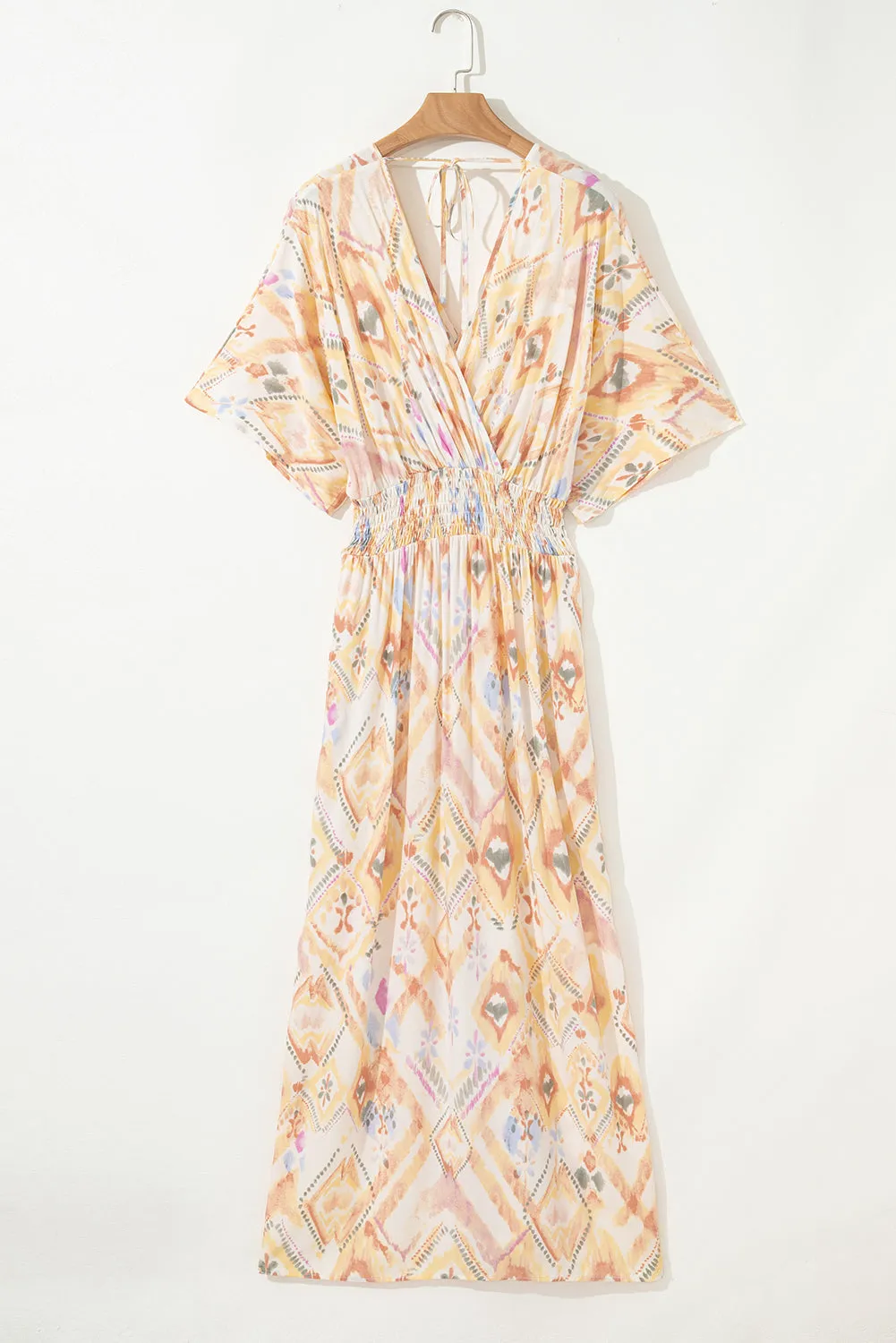 Multicolour Geometric Print Half Sleeve Shirred Maxi Dress sold by Beagle Boutique product image thumbnail 4
