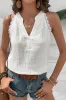 White Textured Lace Trim Pure Cotton Sleeveless Top sold by Beagle Boutique