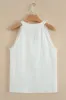 White Textured Lace Trim Pure Cotton Sleeveless Top sold by Beagle Boutique