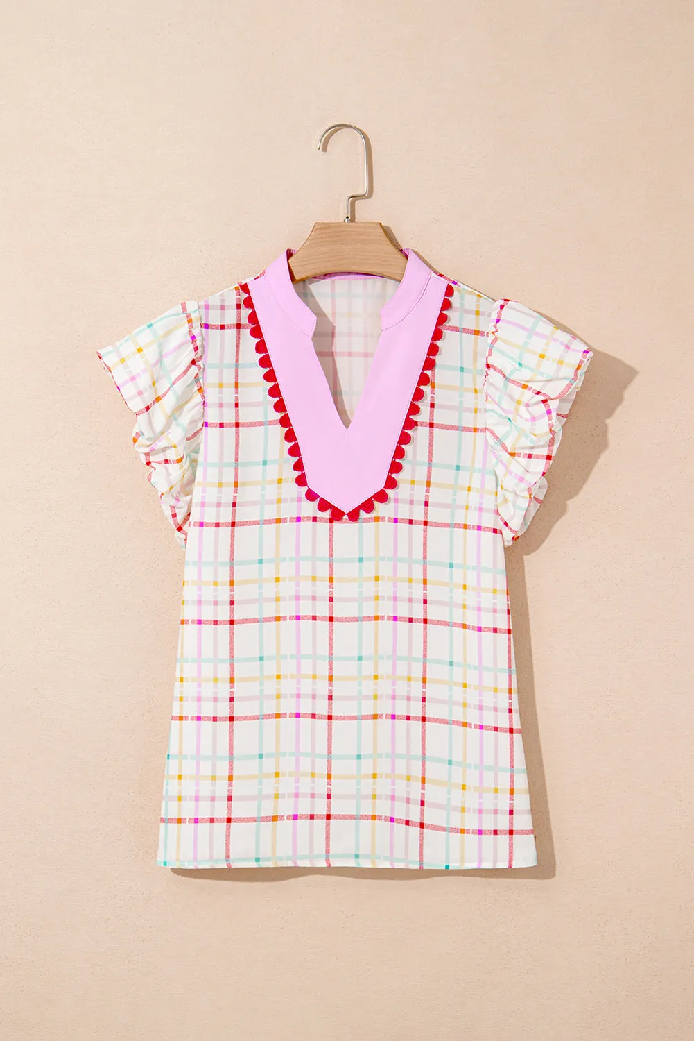 Flutter Sleeve Ric Rac Split V-Neck Blouse sold by Beagle Boutique product image thumbnail 4
