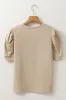Parchment Solid Color Ruched Puff Sleeve T Shirt sold by Beagle Boutique