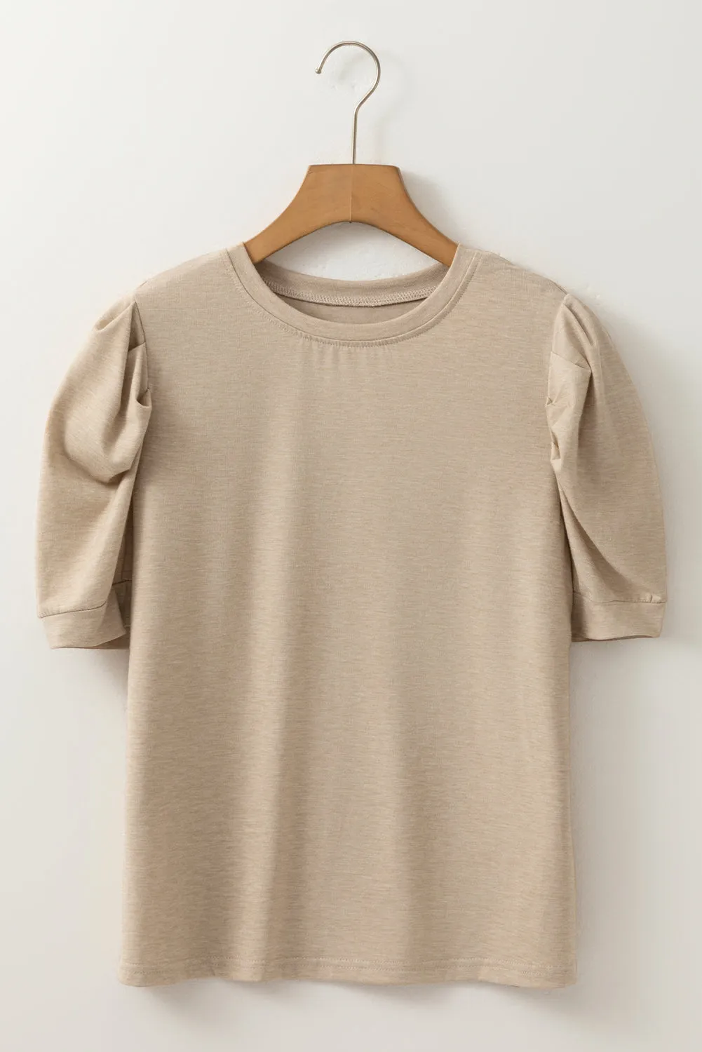 Parchment Solid Colour Ruched Puff Sleeve T Shirt sold by Beagle Boutique product image thumbnail 3