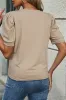 Parchment Solid Color Ruched Puff Sleeve T Shirt sold by Beagle Boutique