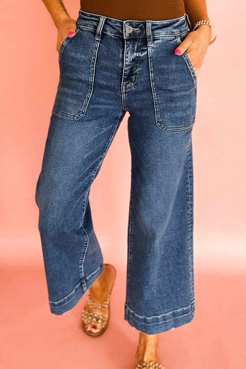Ashleigh Blue Cropped High Rise Wide Leg Jeans sold by Beagle Boutique product image thumbnail 3