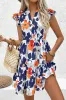 Floral Print Notched Neck Flutter Sleeve Mini Dress sold by Beagle Boutique