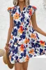 Floral Print Notched Neck Flutter Sleeve Mini Dress sold by Beagle Boutique