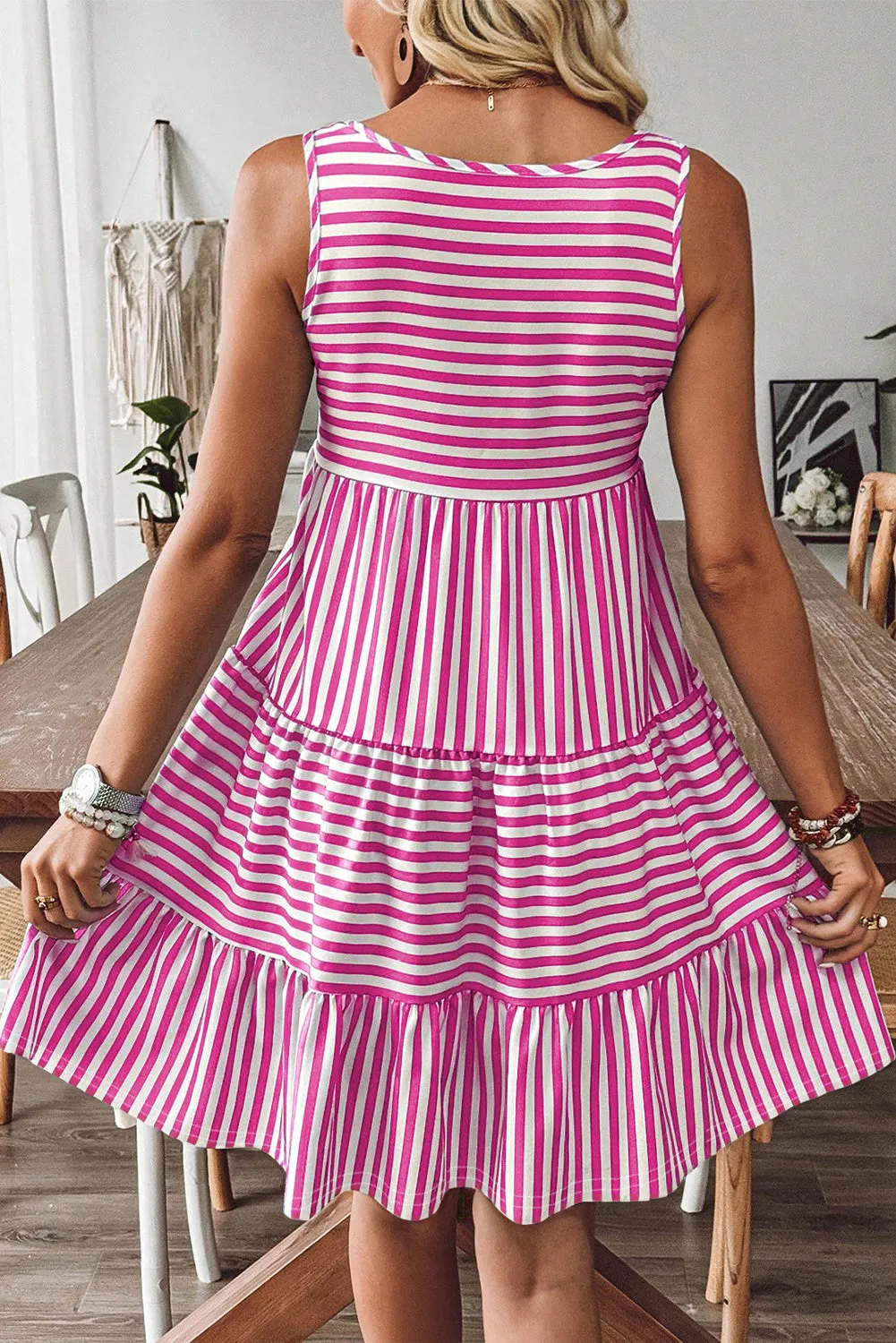 Stripe U-Neck Sleeveless Loose Fit Mini Dress sold by Beagle Boutique product image thumbnail 2
