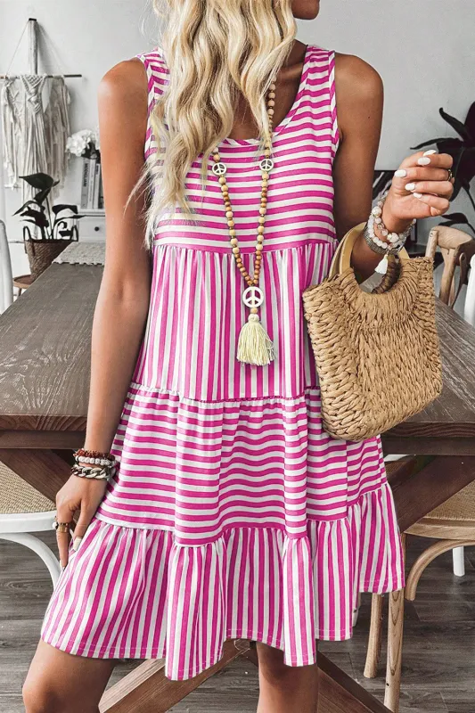 Stripe U-Neck Sleeveless Loose Fit Mini Dress sold by Beagle Boutique