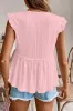 Textured Ruffled Trim V-Neck Flutter Flowy Top sold by Beagle Boutique