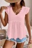 Textured Ruffled Trim V-Neck Flutter Flowy Top sold by Beagle Boutique