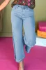 Myosotis Acid Washed High Rise Cropped Wide Leg Jeans sold by Beagle Boutique