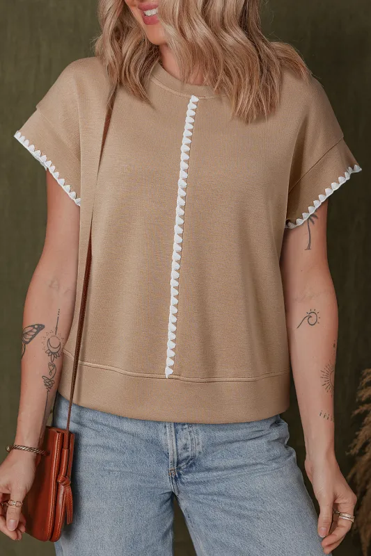 Ric Rac Ribbed Edge Crewneck T-Shirt sold by Beagle Boutique