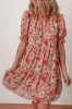 Multicolour Floral Print Frilled Neck Puff Sleeve High Waist Dress sold by Beagle Boutique
