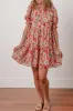 Multicolour Floral Print Frilled Neck Puff Sleeve High Waist Dress sold by Beagle Boutique