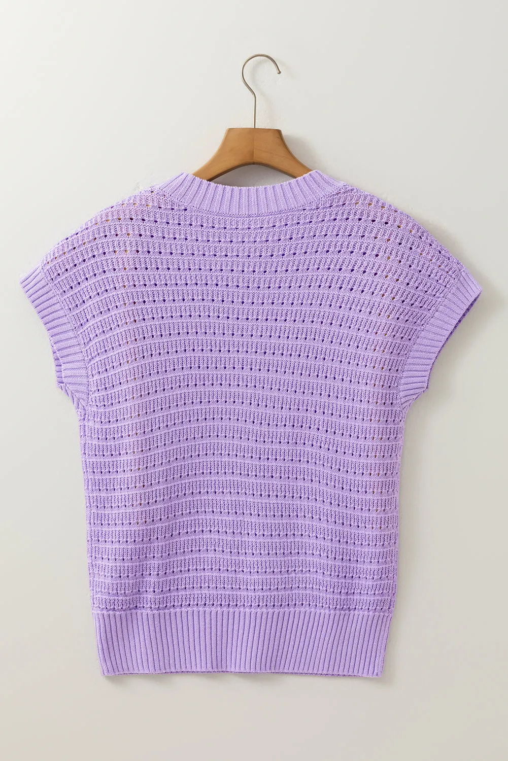 Pointelle knit Ribbed Trim Short Sleeve Sweater sold by Beagle Boutique product image thumbnail 5