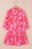 Red Floral 3/4 Sleeves Ruffle Hem Mini Dress sold by Beagle Boutique