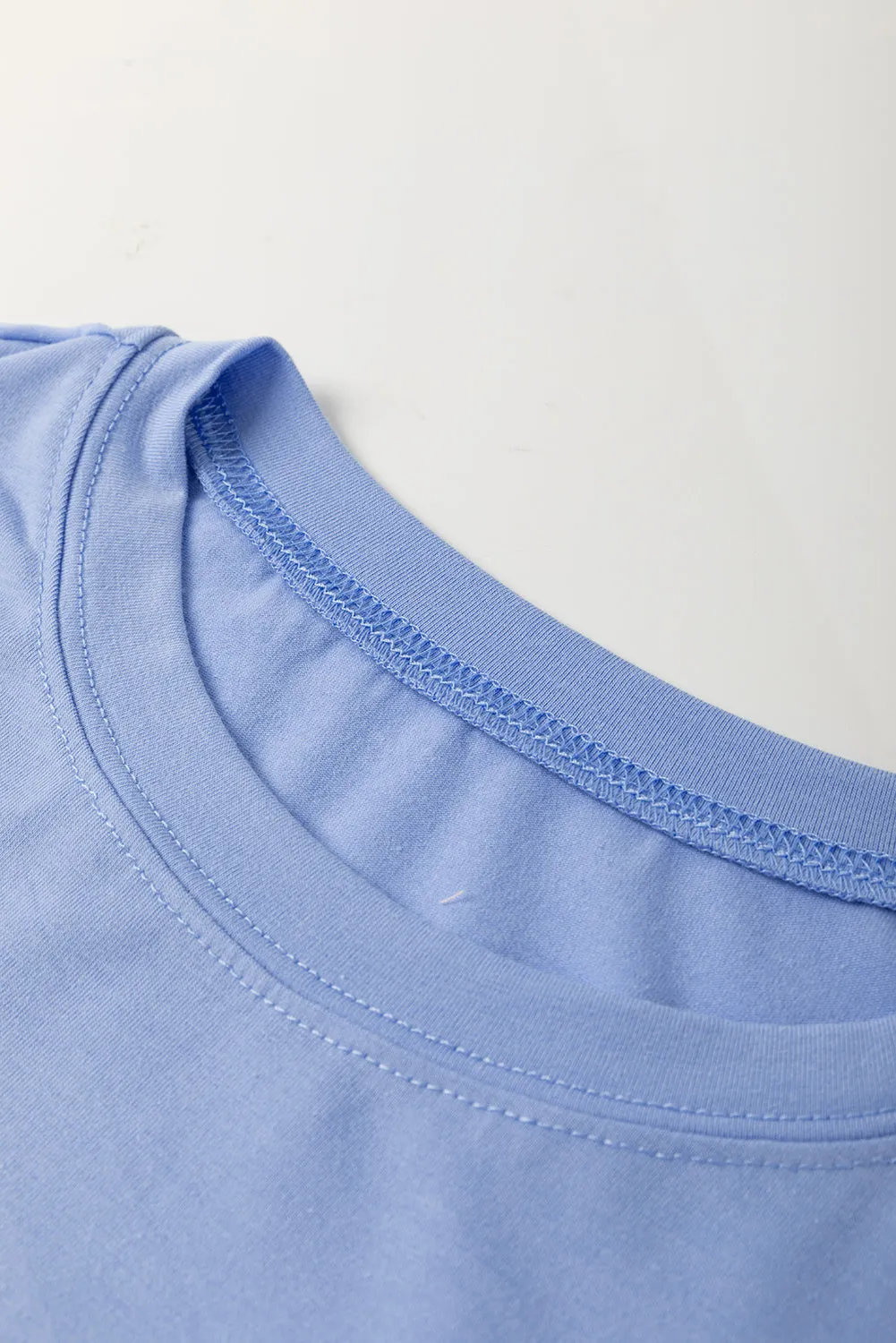 Flower Patched Exposed Stitching Trim Crew Neck Loose Tee sold by Beagle Boutique product image thumbnail 5