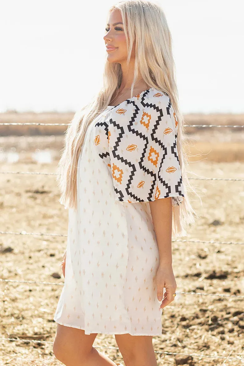 Square Neck Smock Short Dress Geometric Print sold by Beagle Boutique product image thumbnail 4