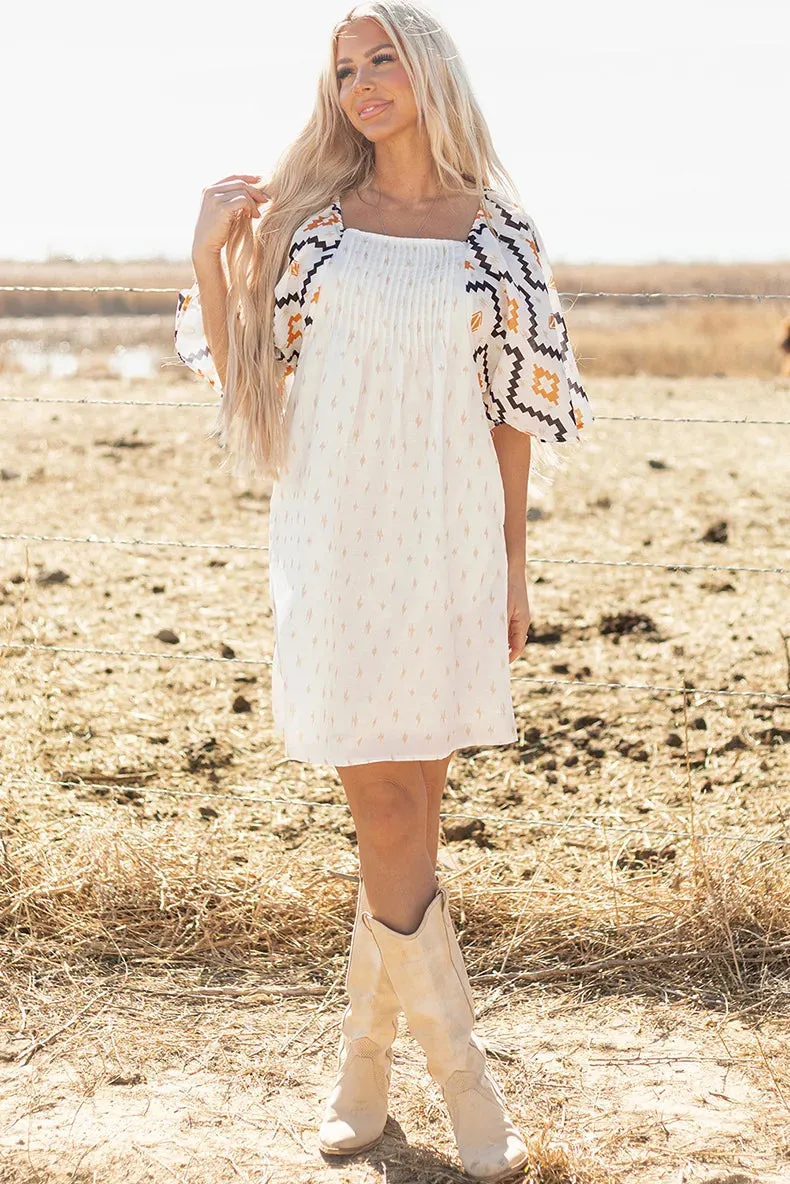 Square Neck Smock Short Dress Geometric Print sold by Beagle Boutique product image thumbnail 2