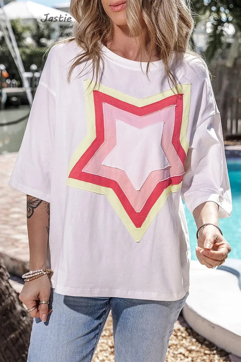 Baggy Drop Shoulder T-shirt With Large Star sold by Beagle Boutique product image thumbnail 5