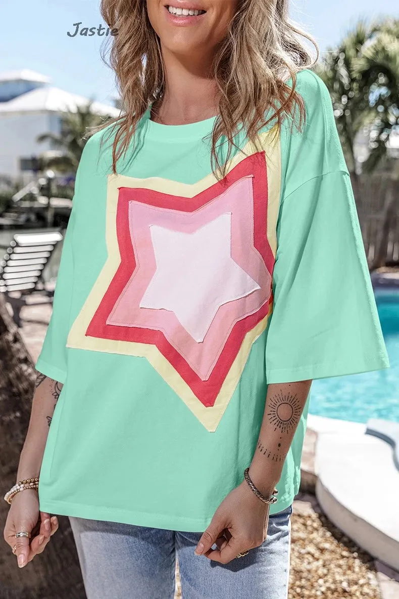 Baggy Drop Shoulder T-shirt With Large Star sold by Beagle Boutique product image thumbnail 3