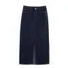 Midi Denim Skirt Front Slit and a Raw Hem sold by Beagle Boutique