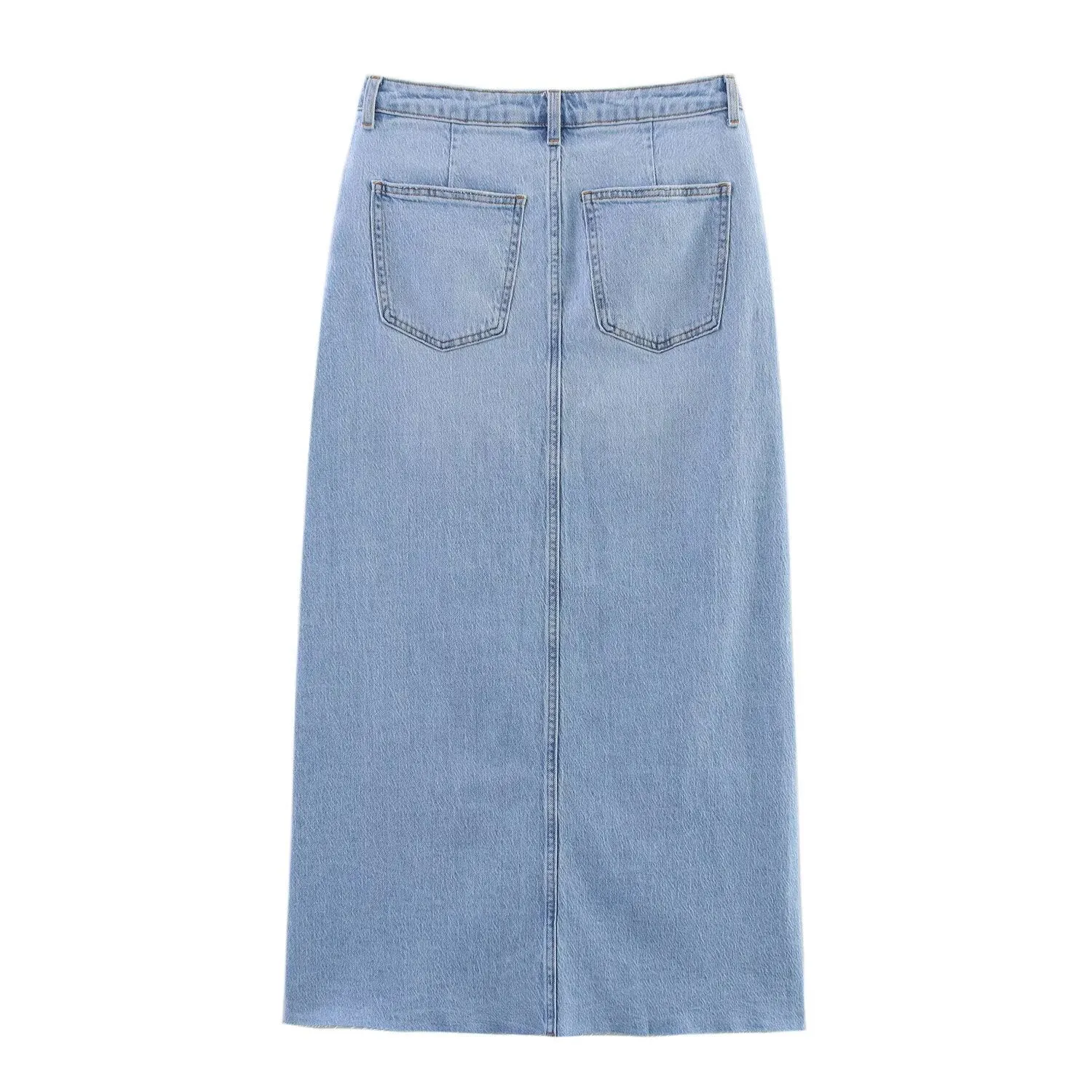 Midi Denim Skirt Front Slit and a Raw Hem sold by Beagle Boutique product image thumbnail 3