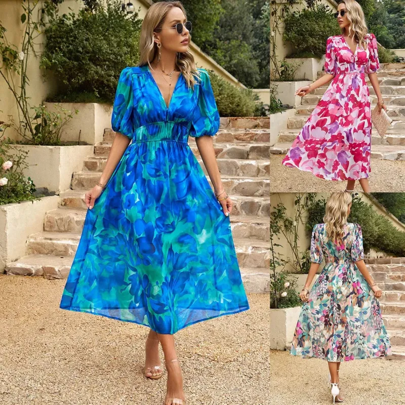 V-neck Long Chiffon Lined Dress sold by Beagle Boutique