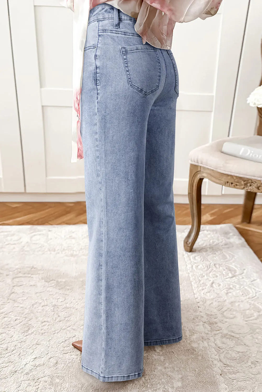 High Waist Button Zip Fly Bell Bottom Jeans sold by Beagle Boutique product image thumbnail 2