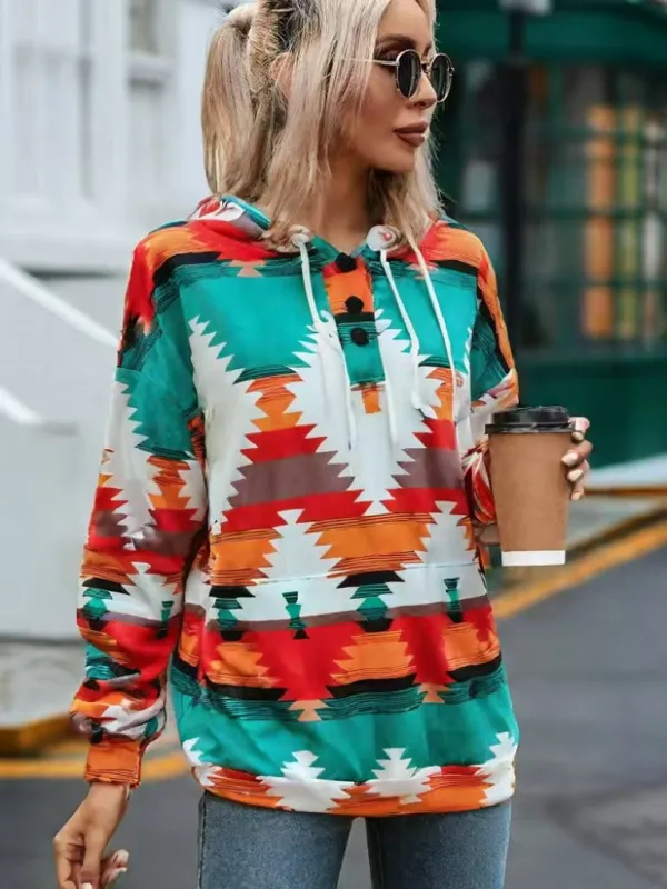 Geometric Print Hoodie Sweatshirt sold by Beagle Boutique