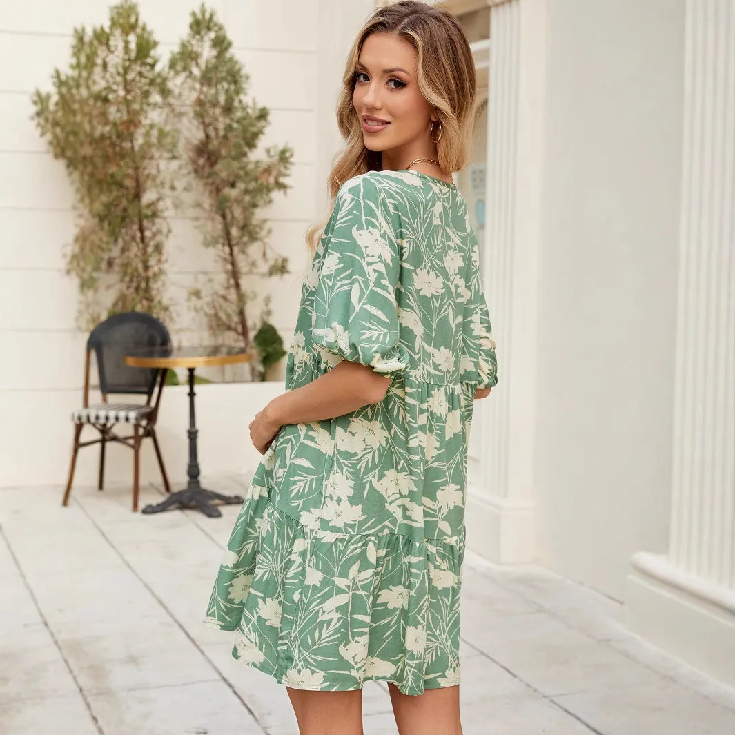 Floral Print Short V-Neck Dress sold by Beagle Boutique product image thumbnail 2