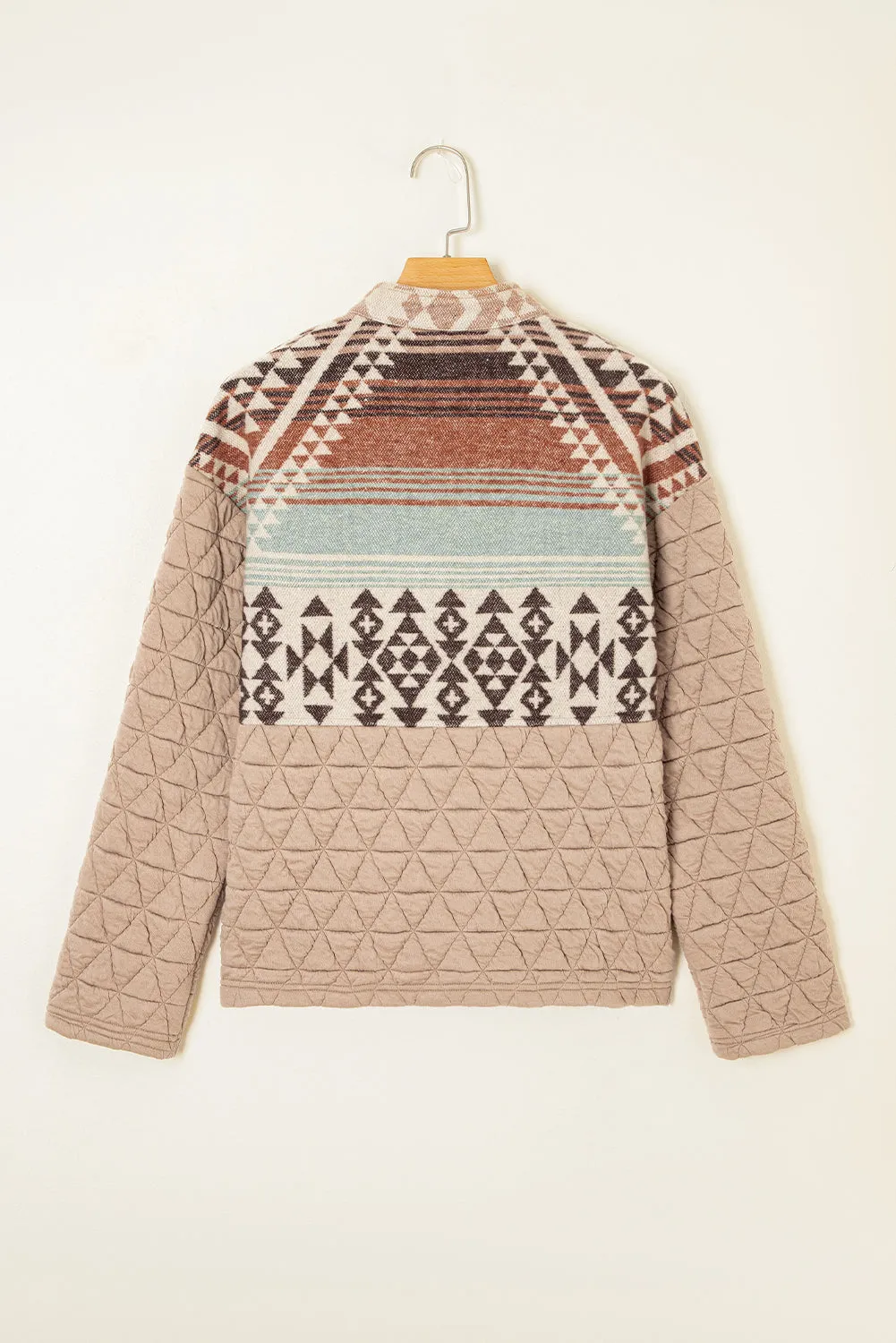 Beige Aztec Quilted Patchwork Western Fashion Jacket sold by Beagle Boutique product image thumbnail 4
