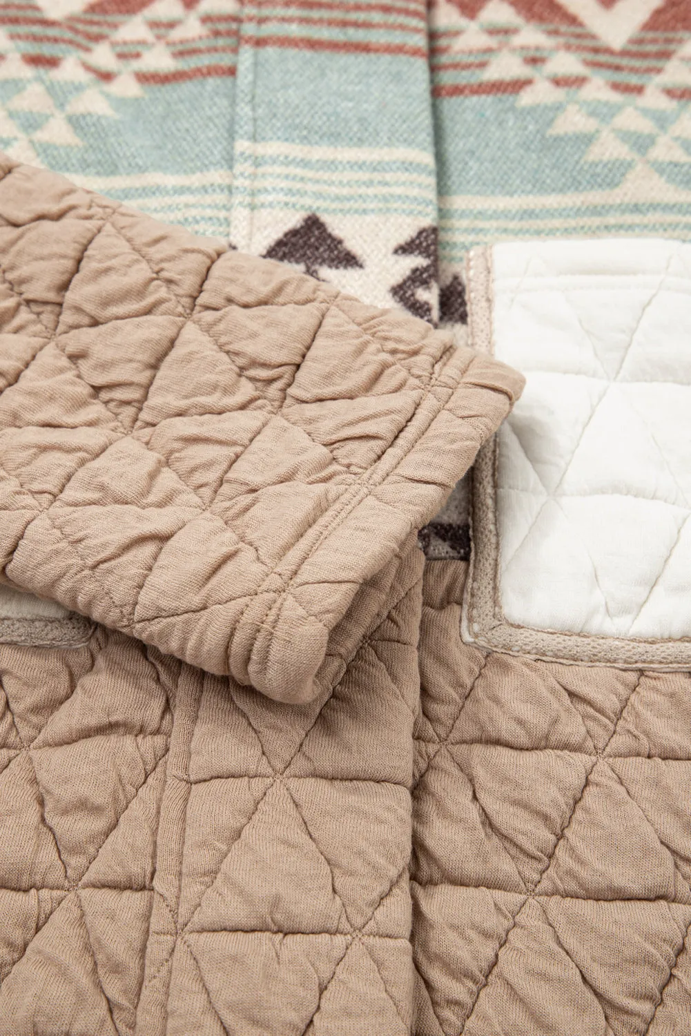 Beige Aztec Quilted Patchwork Western Fashion Jacket sold by Beagle Boutique product image thumbnail 5