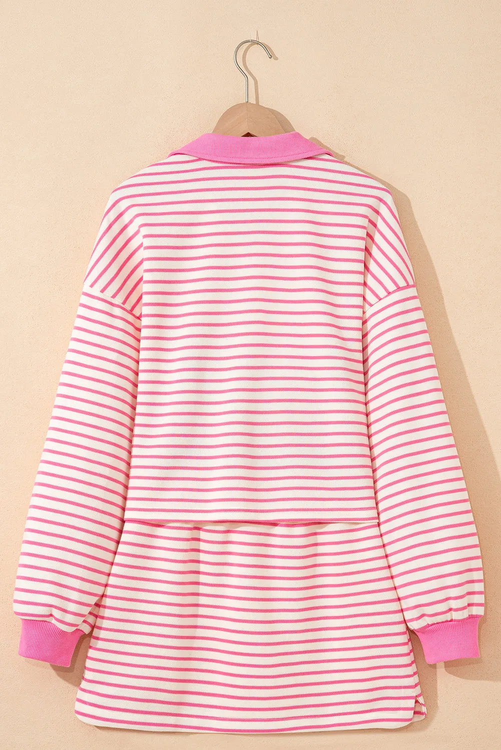 Stripe Collared V-Neck Drop Shoulder Pullover and Skort 2pcs Co-ord sold by Beagle Boutique product image thumbnail 5