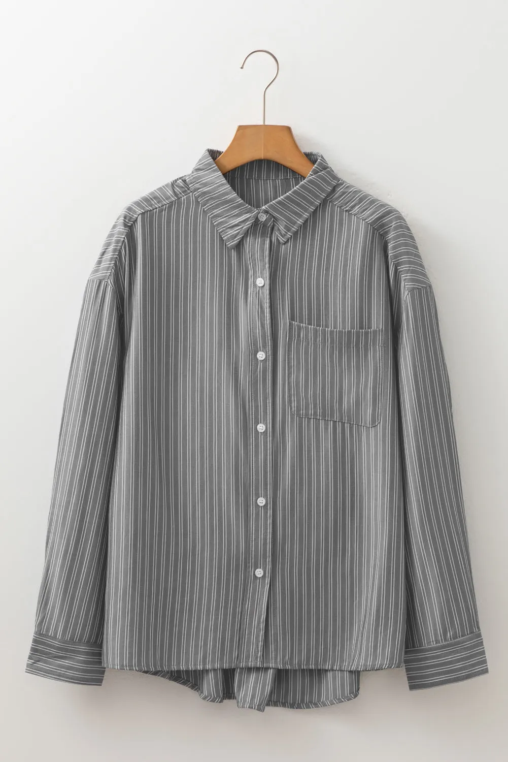 Stripe Button Up Oversized Casual Shirt sold by Beagle Boutique