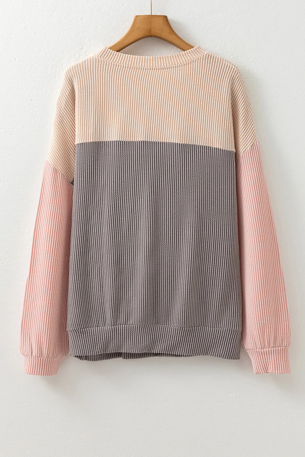 Multicolour Colour Block Long Sleeve Ribbed Loose Top sold by Beagle Boutique product image thumbnail 2