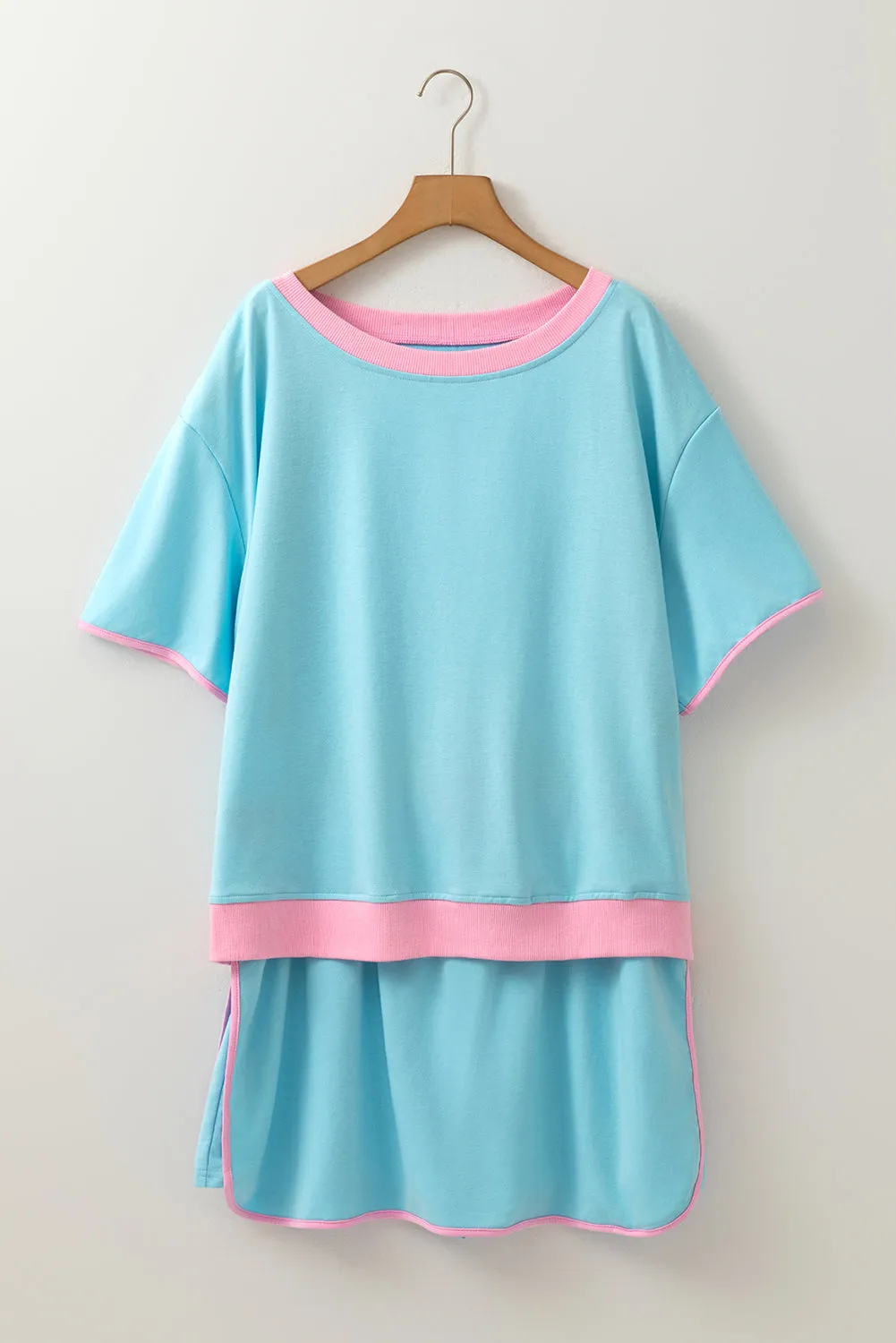 Plus Size Contrast Trim T-Shirt and Skirt Two Piece Co-ord Set sold by Beagle Boutique