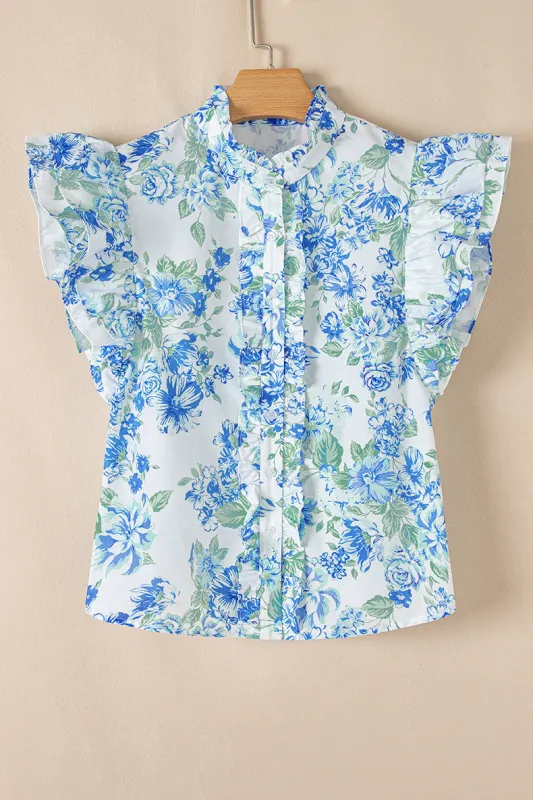 Short Sleeve Blouse Floral Print Cap Sleeves made by eAura
