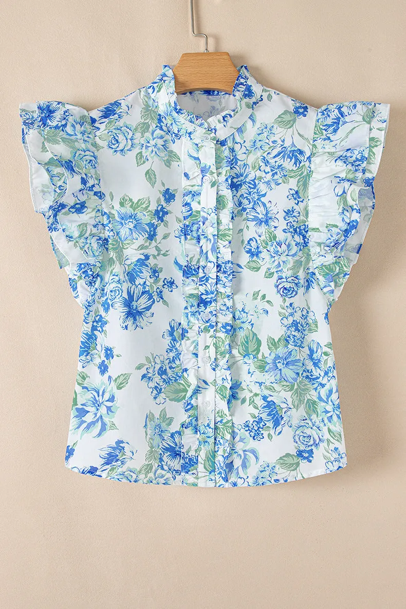 Short Sleeve Blouse Floral Print Cap Sleeves sold by Beagle Boutique