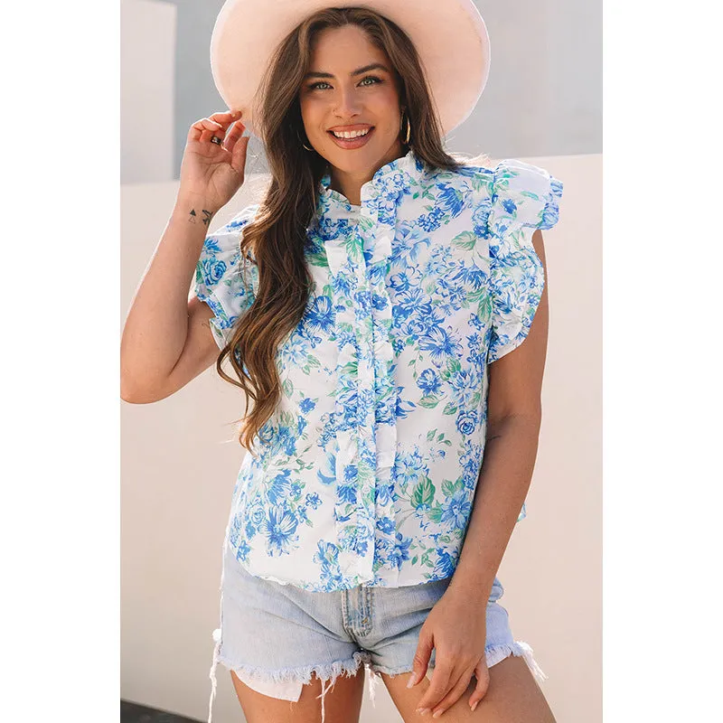 Short Sleeve Blouse Floral Print Cap Sleeves sold by Beagle Boutique product image thumbnail 5
