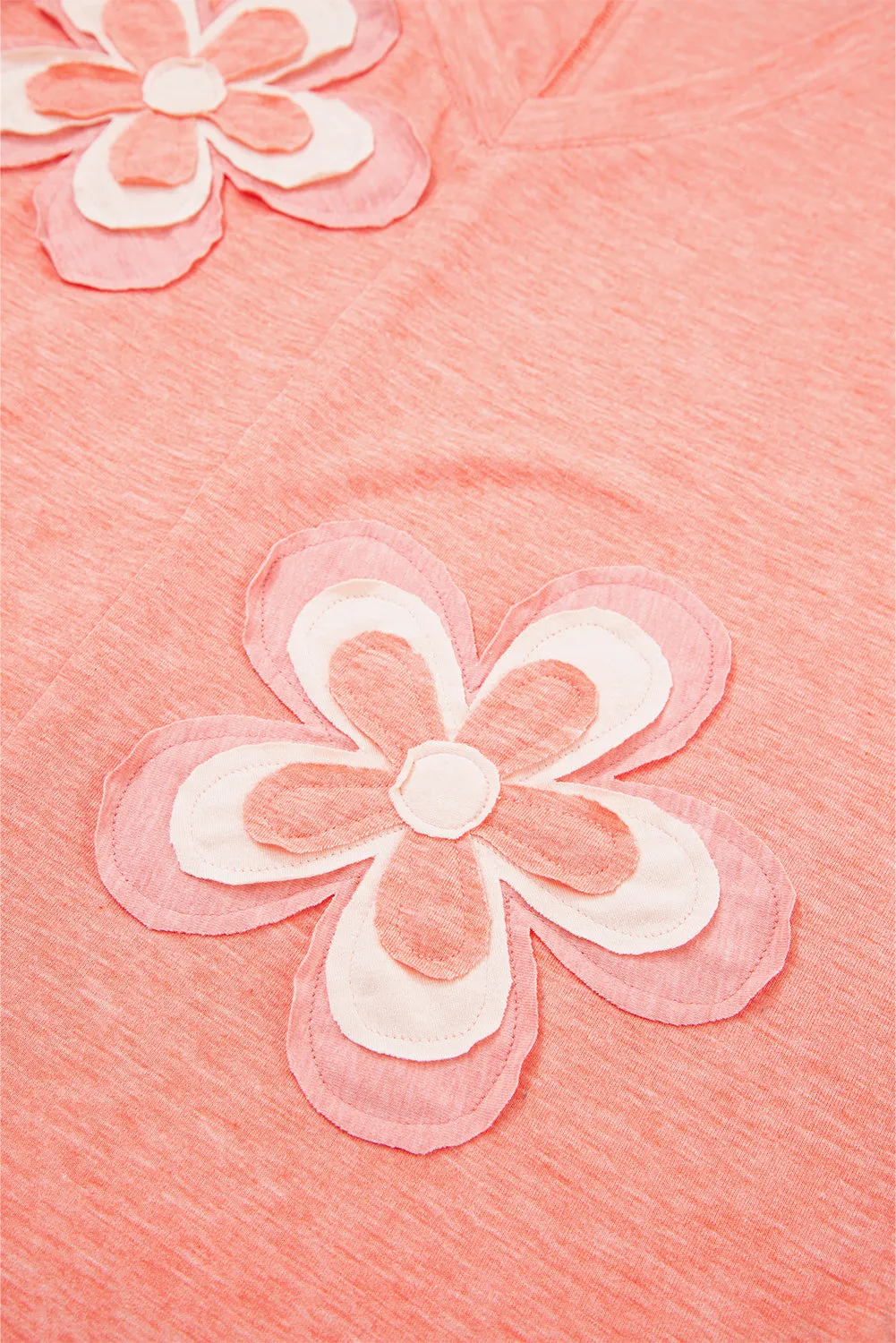 Floral Patchwork V-Neck Long Sleeve T-Shirt sold by Beagle Boutique product image thumbnail 3