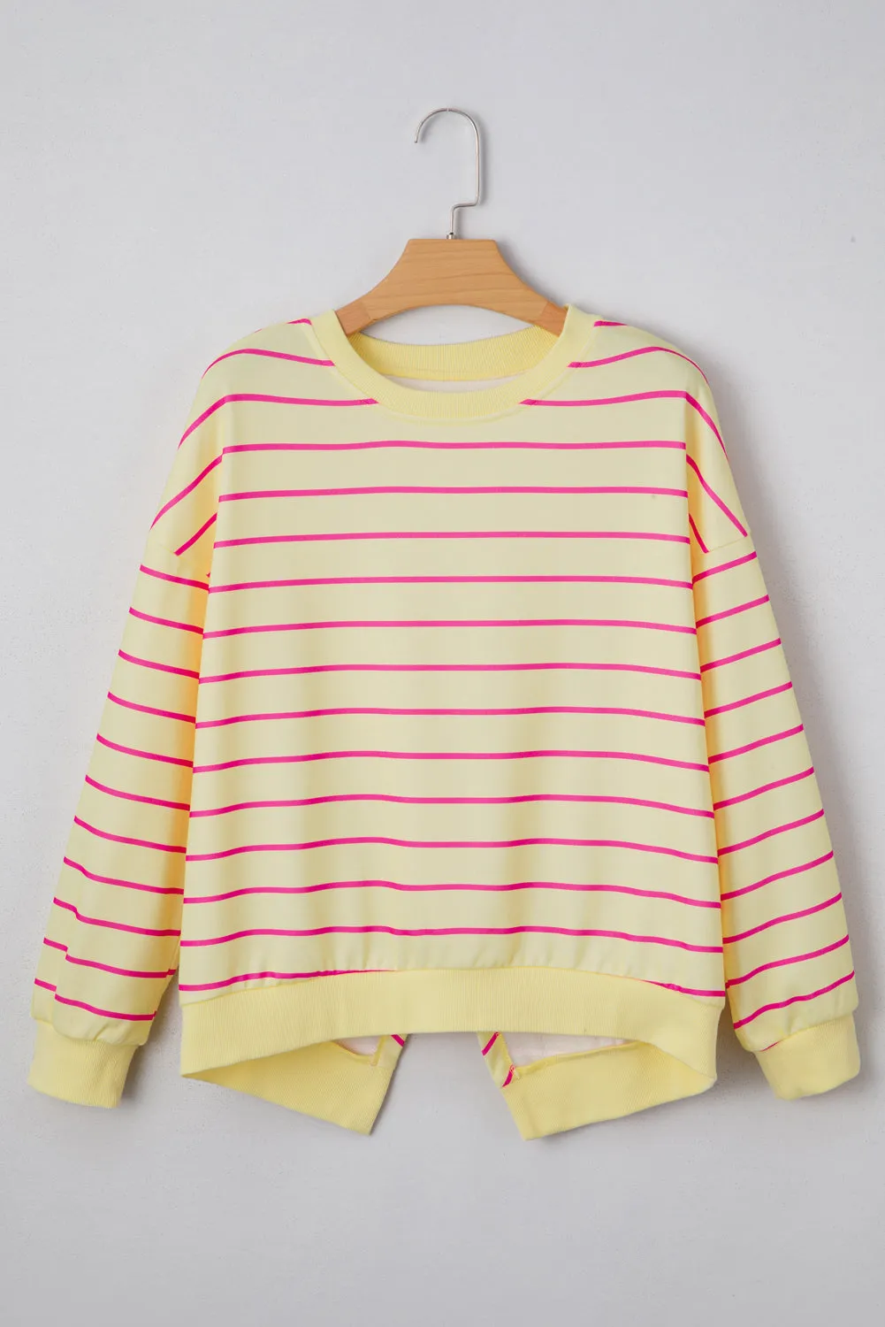 Striped Overlap Detail Drop Shoulder Pullover Sweatshirt sold by Beagle Boutique