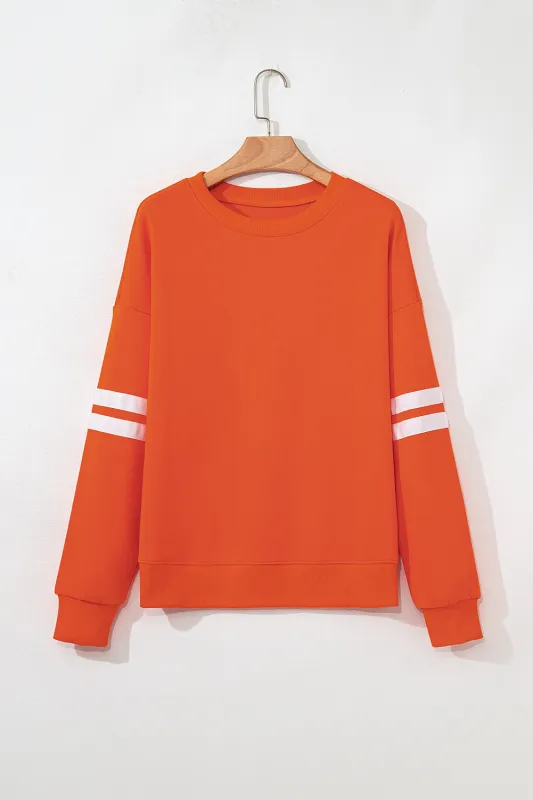 Striped Detail Drop Shoulder Oversized Sweatshirt sold by Beagle Boutique