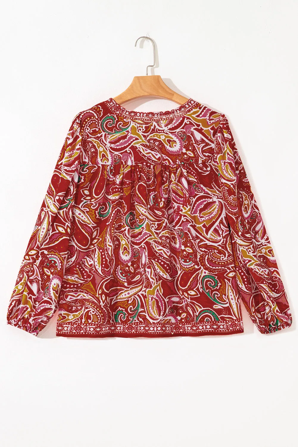 Multicolour Ethnic Paisley Print Tassel Tie Puff Sleeve Boho Blouse sold by Beagle Boutique product image thumbnail 2