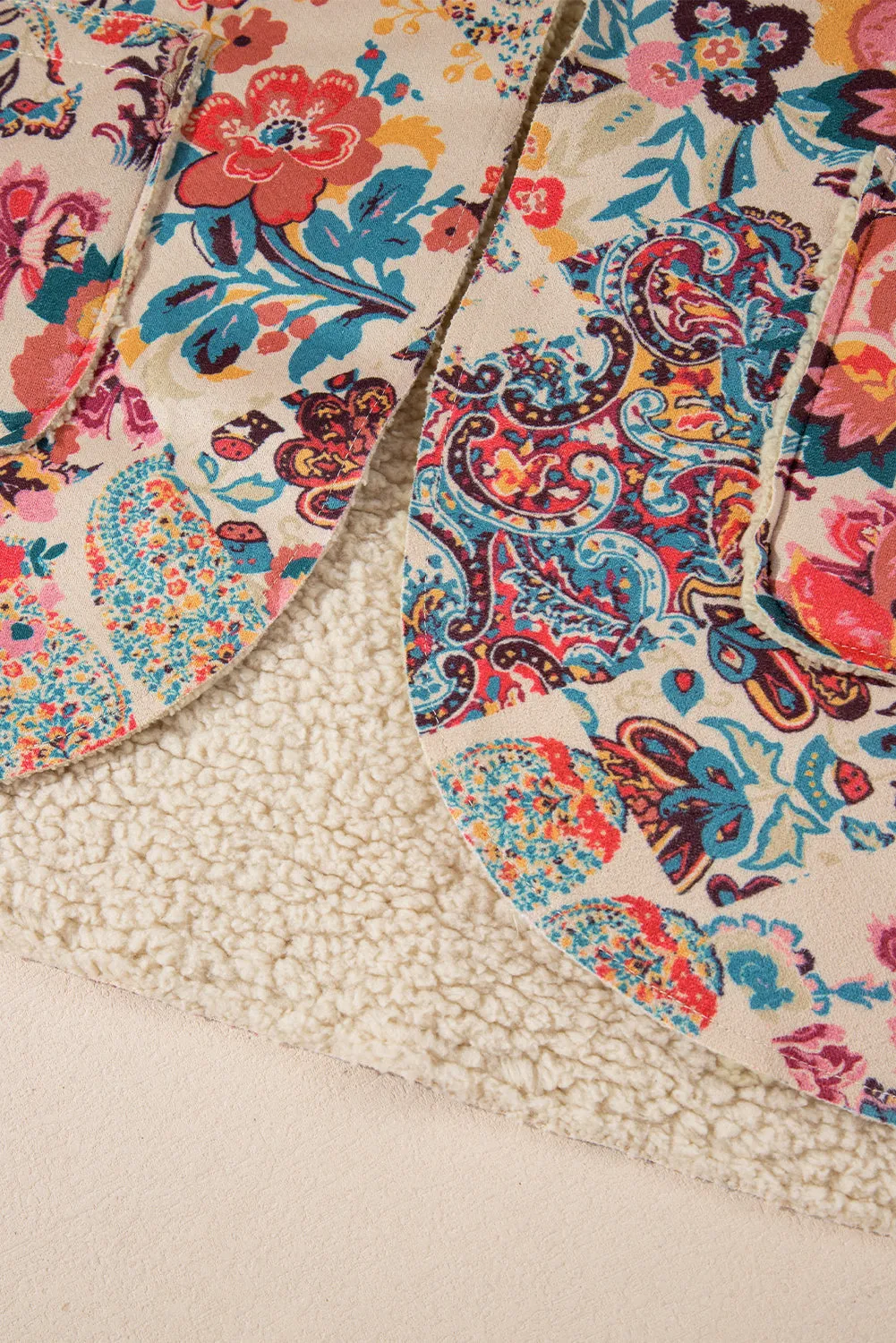 Floral Printed Sherpa Lined Hooded Jacket sold by Beagle Boutique product image thumbnail 5
