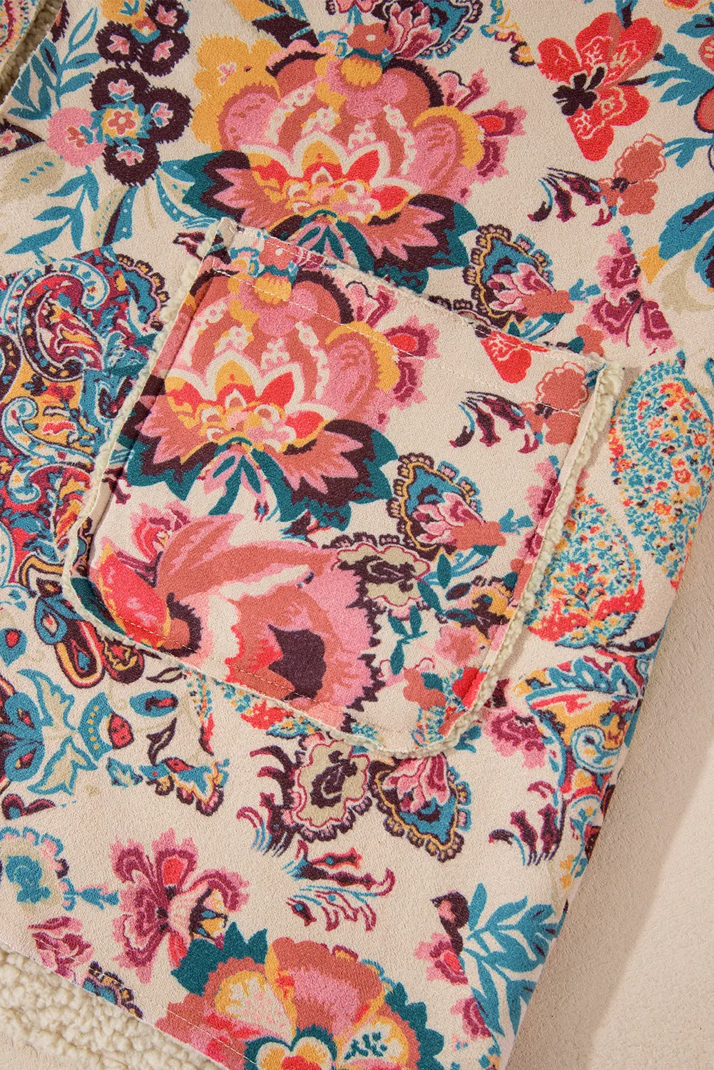 Floral Printed Sherpa Lined Hooded Jacket sold by Beagle Boutique product image thumbnail 4