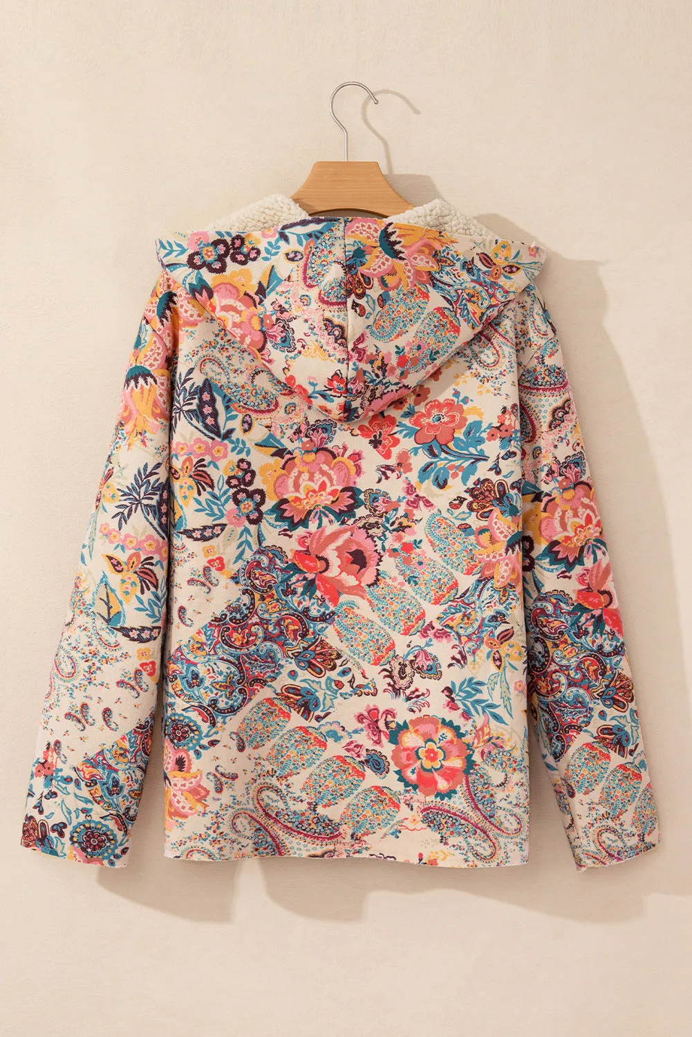 Floral Printed Sherpa Lined Hooded Jacket sold by Beagle Boutique product image thumbnail 2