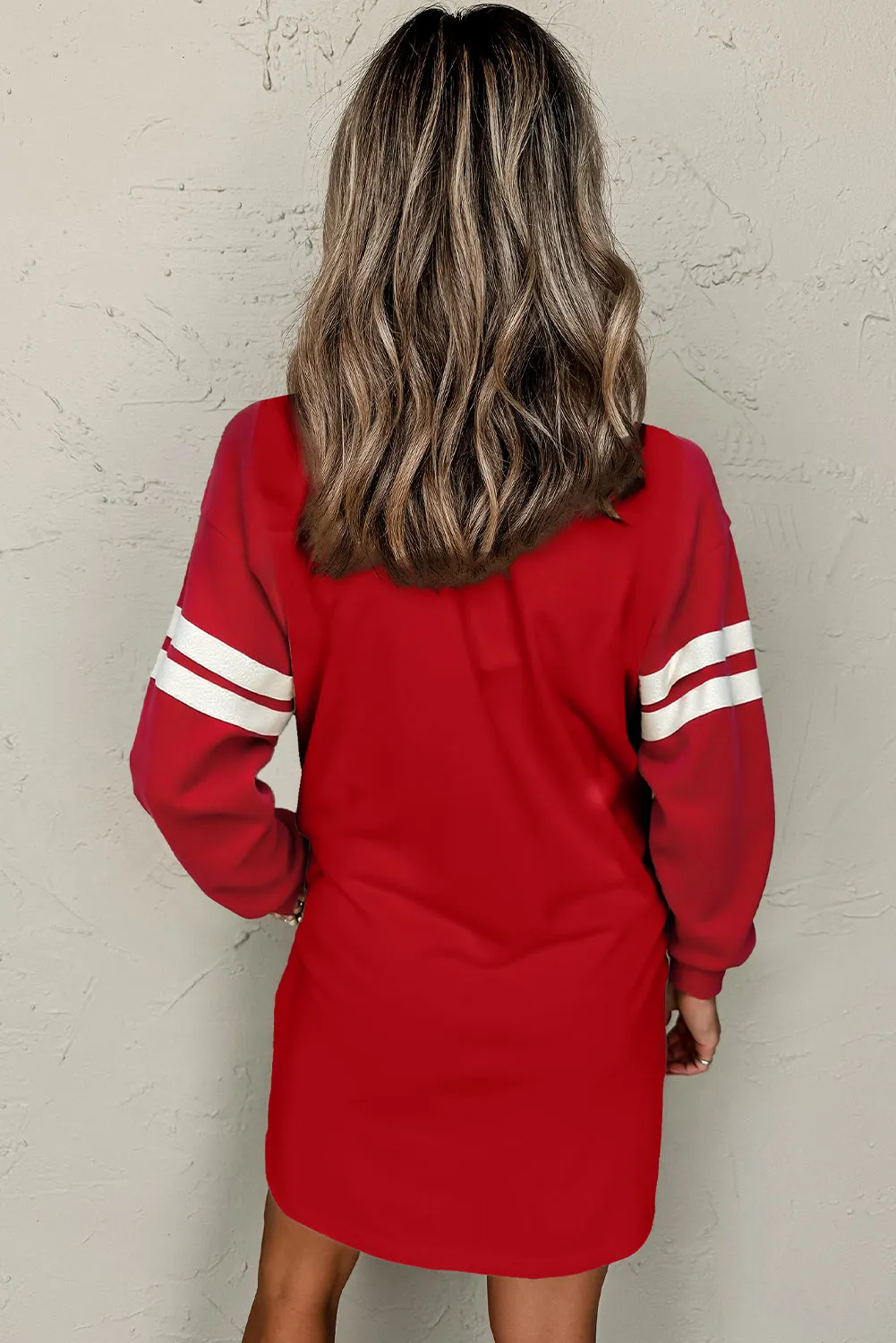 Varsity Contrast Banded Sleeve Shift Sweatshirt Dress sold by Beagle Boutique product image thumbnail 2