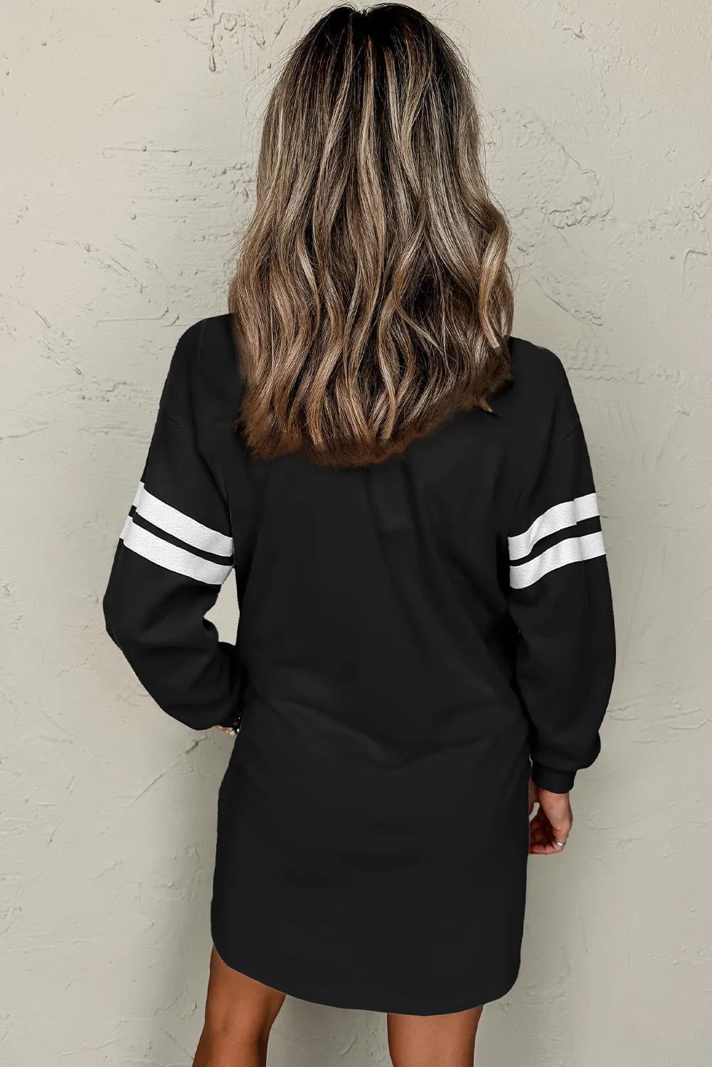 Varsity Contrast Banded Sleeve Shift Sweatshirt Dress sold by Beagle Boutique product image thumbnail 5